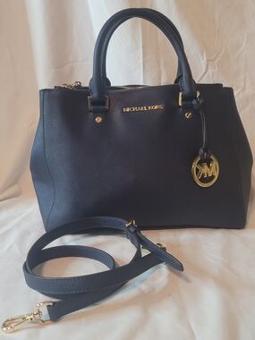 Michael Kors Navy Blue Saffiano Leather Satchel